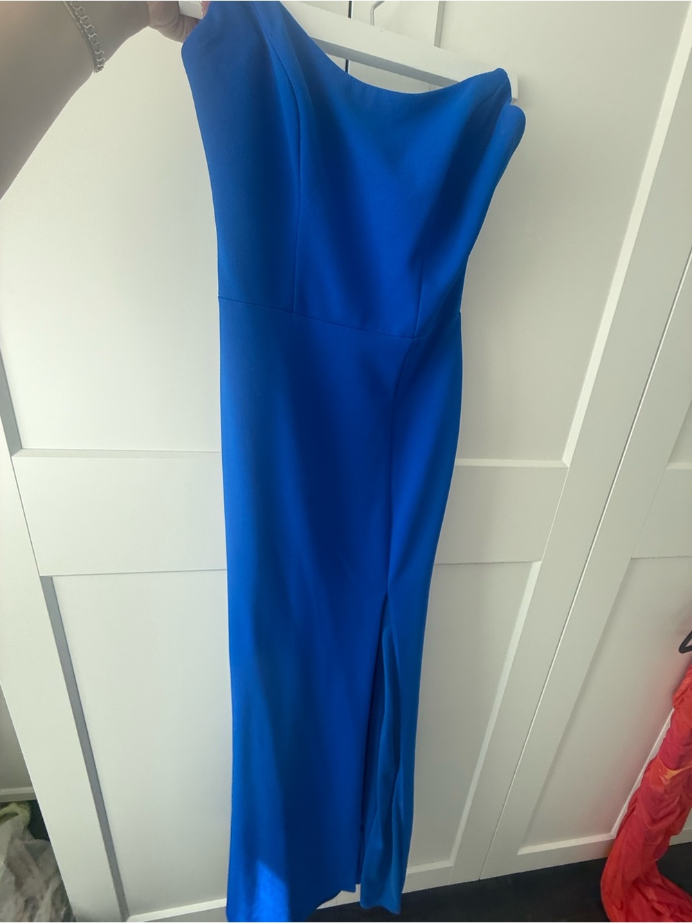 Cateye Strapless Royal Blue Evening Dress with Front Slit - Picture 3 of 3